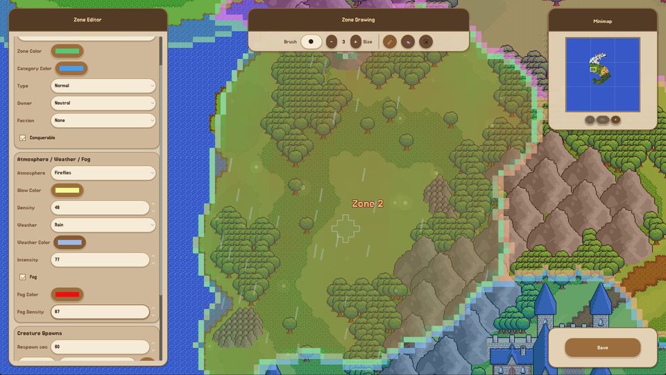 Zone editor fields screenshot