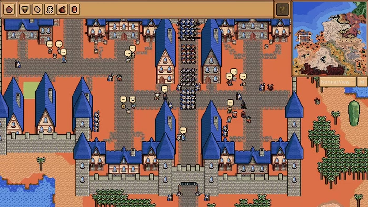 Fantasy World Manager village seen at close zoom